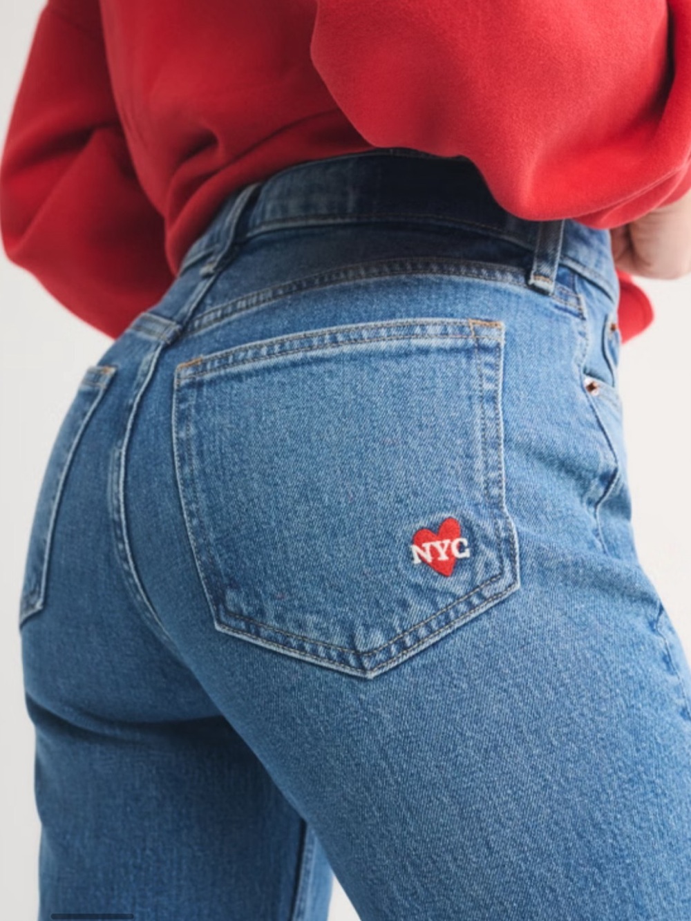 Abercrombie High Rise 90s Relaxed Heart Embroidered Jean